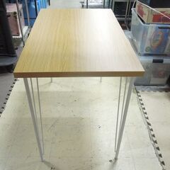 フリーデスク ダイニングテーブル カフェテーブル 100×59×高さ72cm ナチュラルブラウン ホワイト脚 札幌市 東区 新道東店の画像