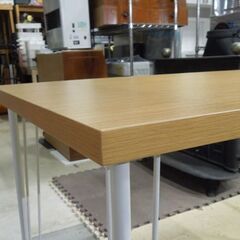 フリーデスク ダイニングテーブル カフェテーブル 100×59×高さ72cm ナチュラルブラウン ホワイト脚 札幌市 東区 新道東店の画像