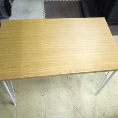 フリーデスク ダイニングテーブル カフェテーブル 100×59×高さ72cm ナチュラルブラウン ホワイト脚 札幌市 東区 新道東店の画像