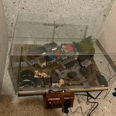 Nゲージ鉄道模型 町並みジオラマ　
昭和の鉄道模型　ジオラマの画像