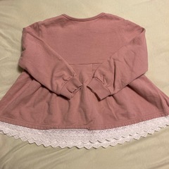 裾レース　裏起毛チュニックプルオーバー120cmの画像