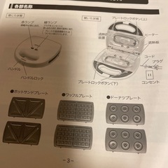 おやつづくり　ホットサンドメーカー　ワッフルメーカー　焼きドーナツメーカーの画像