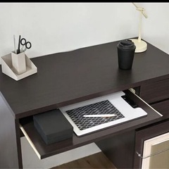 【無料】LOWYA パソコンデスク A4サイズ対応の収納一体型 ブラウン [幅90]の画像