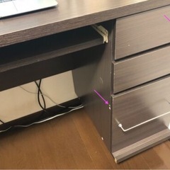 【無料】LOWYA パソコンデスク A4サイズ対応の収納一体型 ブラウン [幅90]の画像