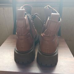 新品 24.5cm レディース ブーツ ブラウン 厚底 シューズ サイドゴア 識別番号:【B201-S】の画像