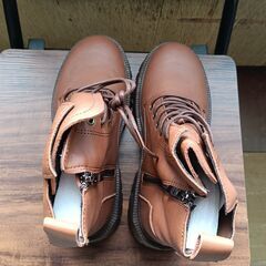 新品 24.5cm レディース ブーツ ブラウン 厚底 シューズ サイドゴア 識別番号:【B201-S】の画像