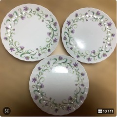 三越　レディースクラブ　花柄　ケーキ皿　中皿　3枚　非売品　ノベルティ　金継ぎの画像