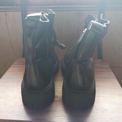 新品 24.5cm レディース ブーツ ブラック 厚底 シューズ サイドゴア 識別番号:【B203-S】の画像