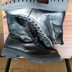 新品 24.5cm レディース ブーツ ブラック 厚底 シューズ サイドゴア 識別番号:【B203-S】の画像