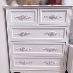 【チェスト大/RoseRelief(ローズレリーフ)】タンス 収納家具 ローチェスト 4段チェストの画像