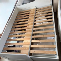 【終了】BRIMNES ブリムネス デイベッド 引き出し2/マットレス2付き, ホワイト/オーフィエル ふつう, 80x200 cm の画像