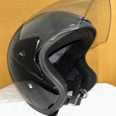 ブラック ジェットヘルメット クリアシールド付きの画像
