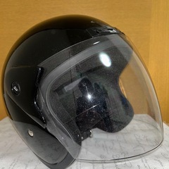 ブラック ジェットヘルメット クリアシールド付きの画像