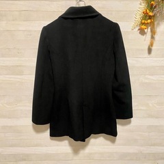 IMAGE アンゴラ混ウール Pコート風黒コート 9号Sの画像