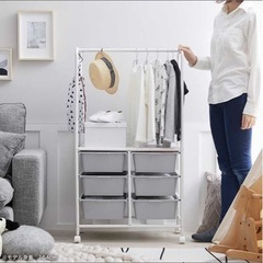 LOWYA スチールラック グレー収納ボックス付の画像