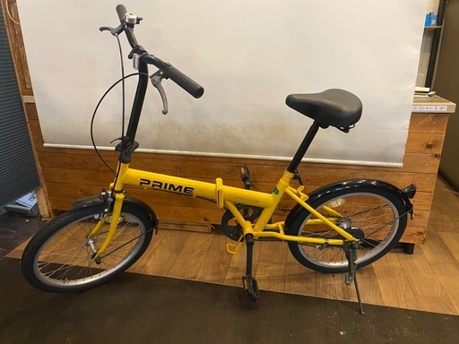 20インチ　折りたたみ自転車　イエロー　シングルギア