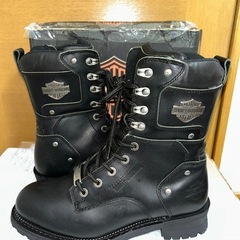 美品　Harley-Davidsonバイカーブーツ、サイドジッパーと金属バックル付き。の画像