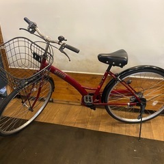26インチ　6段変速　自転車　ワインレッドの画像