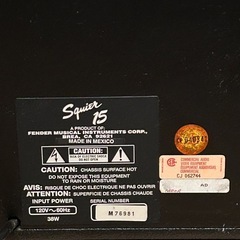 Fender　フェンダー　SQUIER 15　ヴィンテージ　ギターアンプの画像