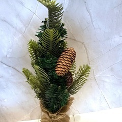 LEDライト付きクリスマスツリー 45cm 卓上 組立簡単 収納便利 緑×金の画像