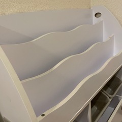 LOWYA 子供用絵本棚　ディスプレイラック タイプA  ホワイト✖️グレーの画像