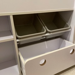 LOWYA 子供用絵本棚　ディスプレイラック タイプA  ホワイト✖️グレーの画像