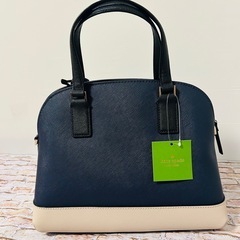 【新品・ケイトスペード/正規品】ハンドバッグ　ネイビー/ベージュ（牛革）の画像