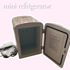 レトロミニ冷蔵庫　ピンク　車、コンセント両方使えます。の画像