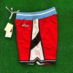 asics メッシュ バスケットボールパンツ 赤の画像