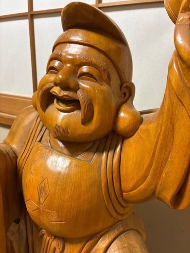 ショップ アンティーク 金絲楠木 恵比寿大黒天 木彫り一対 80cm 大型