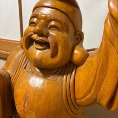 アンティーク　金絲楠木 恵比寿大黒天 木彫り一対 80cm 大型 手彫りの画像