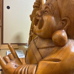 アンティーク　金絲楠木 恵比寿大黒天 木彫り一対 80cm 大型 手彫りの画像