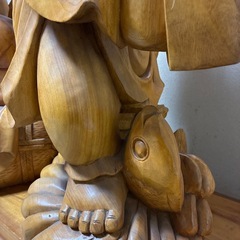 アンティーク　金絲楠木 恵比寿大黒天 木彫り一対 80cm 大型 手彫りの画像