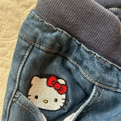150【ハローキティ】フェリシモ裏起毛キッズジーパン（ウエストゴム）の画像