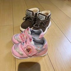 14.5cm アンパンマンスニーカー ブラウン美品シューズ 2足セットの画像