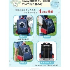 宇宙船型ペット犬猫うさぎキャリーケースダークブルーレッドカラーほぼ未使用の画像