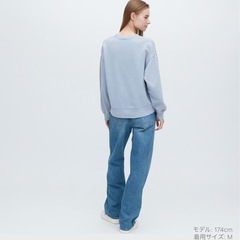 ユニクロ スウェット 冬　水色 クルーネックシャツ 長袖の画像