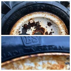 【売切御免！】774 鳥取県発 ブリヂストン 管理機用 タイヤ セット [ 4.00-7 ] 広島 岡山 島根 兵庫 引取歓迎 あぐり家鳥取中央店の画像