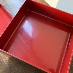 【中古】かわいらしい梅模様　三段重箱の画像