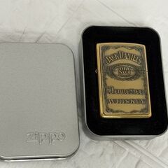 未使用品 JACK DANIEL Zippo 2002年製 ゴールド系 ジャックダニエル ジッポー ライター オイルライター 喫煙具 箱付き 札幌市 白石店の画像