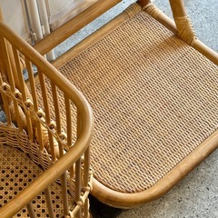 ラタンワゴン 籐ワゴン ラタンラック 籐ラック バスケットワゴン 2段ワゴン キャスター付き 収納ワゴン ランドリーワゴン かご収納 ラタン家具 籐家具 Tropical resort rattan wagon 2tier basket wagon cane furniture laundry basket rolling rattan organizer tropical interior 昭和レトロ　ビンテージ　ヴィンテージ　アンティーク　vintage antique の画像