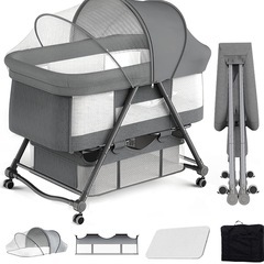 【美品】ベビーベッド　メッシュ　グレーの画像