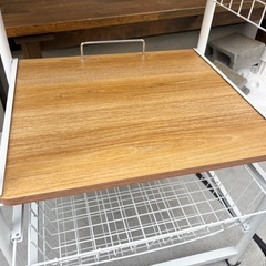 レンジワゴン レンジ台 ホワイト×木目の画像