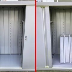 ∞ イナバ物置 中型 幅153cm高さ約160cm 棚板4枚+鍵1本付き 激しい破損なし 一部錆ありの画像