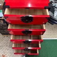 【愛品館八千代店】時代箪笥　朱塗　5段チェストの画像