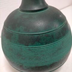  郵政大臣贈 緑青仕上げ 金属花器 記念品 工芸品 花瓶 置物 和モダン インテリアに最適　251208-3Tの画像
