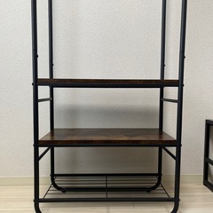 【譲渡予定者確定】ハンガーラック/スチール×木材の画像