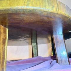 【直径126cm】超特大！天然木 一枚板テーブル🌲極厚6.5cmの輪切り座卓 ※レジン/DIY素材に【引取限定】の画像