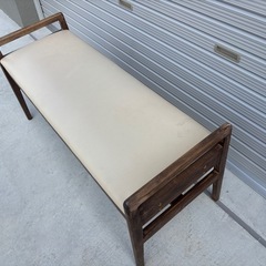 木製ベンチ 腰掛け フェイクレザー 長椅子の画像