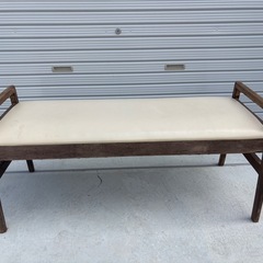 木製ベンチ 腰掛け フェイクレザー 長椅子の画像